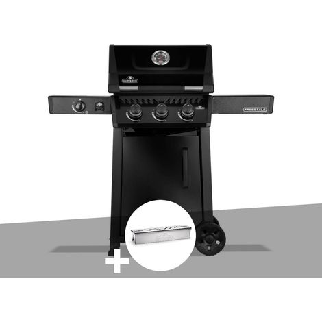 Barbecue gaz Freestyle 365 noir 3 brûleurs et 1 réchaud latéral + Boitier de fumage - Napoléon