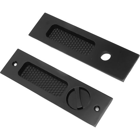 Serrure pour porte coulissante avec 2 clés, alliage de zinc, poignée encastrée invisible, logement pour serrure pour meubles en bois, noire (1/5)