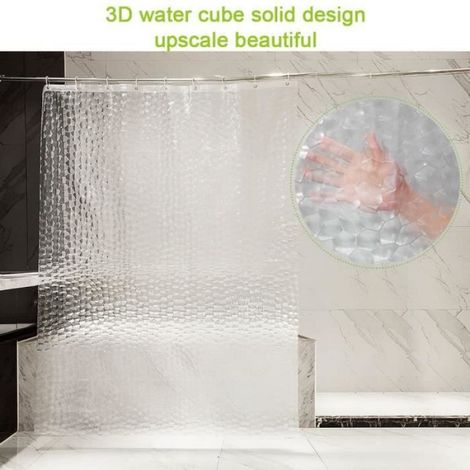 Rideau de douche 180x200 cm en EVA semi-transparent - anti-moisissure antibactérien (1/4)