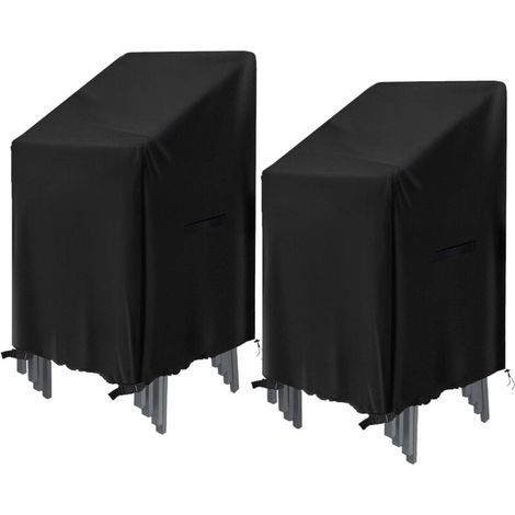 Housse de Protection pour Chaises Empilables 2 Pièces 75 x 75 x 120 cm – Tissu Oxford Imperméable pour Jardin et Balcon