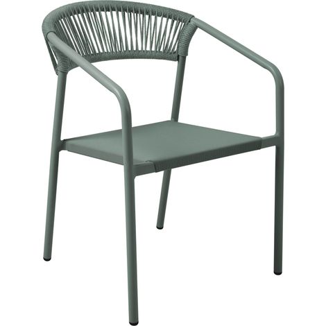 Chaise de jardin aluminium et rotin synthétique avec accoudoirs vert