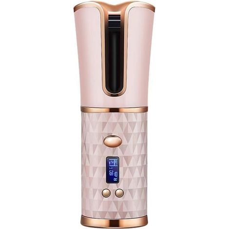 Fer à Friser Sans Fil, Fer à Boucler Automatique avec Affichage de LCD et Minuterie, Température Réglable, Boucleur Céramique Avancée de Chauffage Rapide, Bigoudi Rechargeable par USB de Voyage