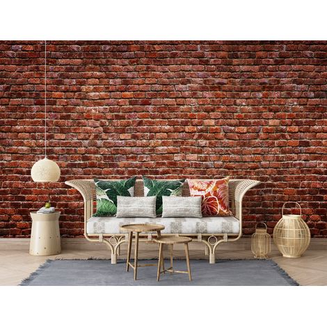 Papier peint aspect brique terracotta - 150 x 250 cm (1/2)