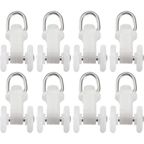 50 pièces Rouleaux de voie de rideau en plastique à deux roues transporteurs draperie rail coulissant planeur pour fenêtres rideaux de douche 12mm diamètre de roue