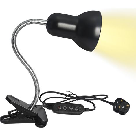 Lampe chauffante pour tortues, fixation par pince, lampe chauffante pour reptiles, lampe chauffante réglable pour aquarium, culot E27, chauffage pour animaux de compagnie (norme britannique) (1/5)