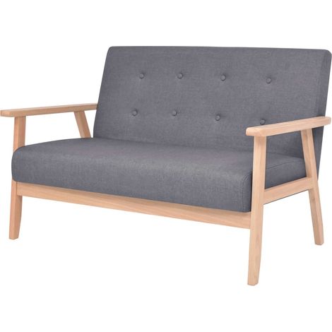 Canapé à 2 places, Banquette Sofa de Salon, Canapé droit Tissu Gris foncé DESIGN IN (1/5)