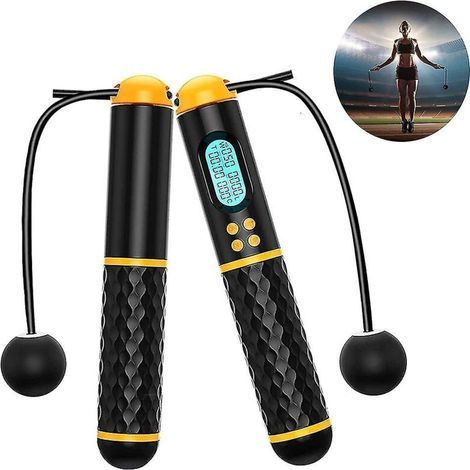 Corde à Sauter, Corde à Sauter sans Corde lestée numérique, Corde à Sauter sans Fil réglable pour l'entraînement physique à Domicile pour Femmes Hommes (1/4)