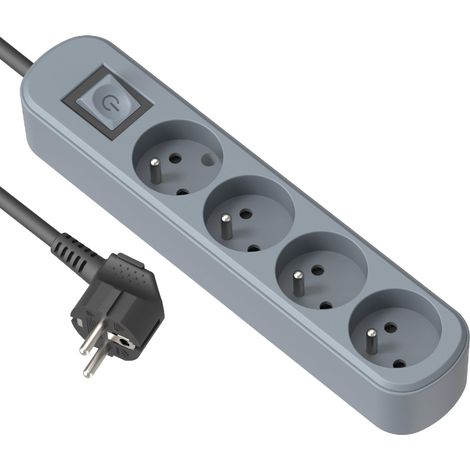 Bloc Multiprise 4 Prises 16A avec Interrupteur, Longueur 1.5 Mètres, Bleu Ardoise (1/5)