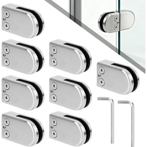 Pince Verres, Pince à Verre Réglable de 8 - 10 mm, Supports Pinces à Verre de fixation en acier inoxydable pour rampes d'escalier et balustrades, avec clé hexagonale (1/5)