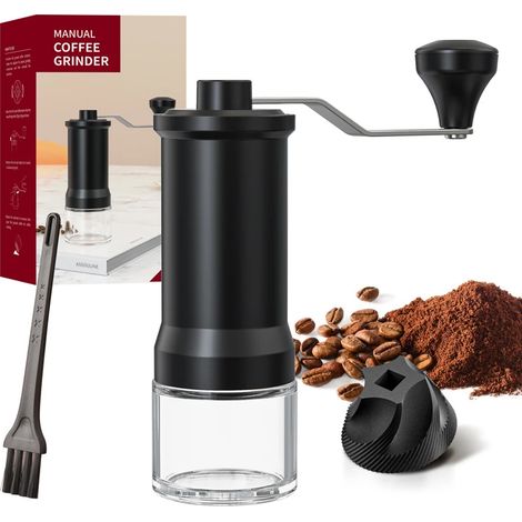 Moulin à café manuel en céramique avec mouture réglable pour expresso, cafetière à piston et café filtre, idéal pour la maison, le bureau et les voyages.-AquaForge (1/4)