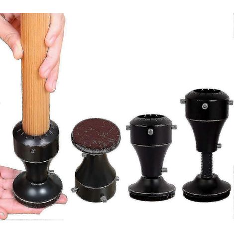 Rehausseur de meubles réglable, ensemble robuste de 4 pièces, capacité de charge de 9 tonnes (20 000 lb), rehausseur de 7 à 10 cm, noir (1/5)