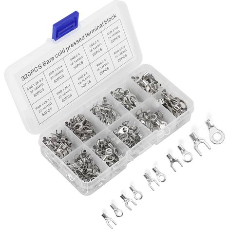 Kit de 320 cosses à anneau non isolées en cuivre pour câbles électriques (OT/UT) (1/5)