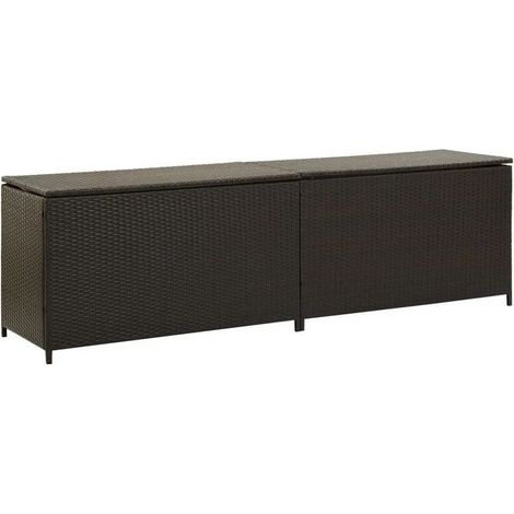 Coffre de jardin en résine tressée Zameno - Pratique et durable-Marron-Largeur 200 cm (1/5)
