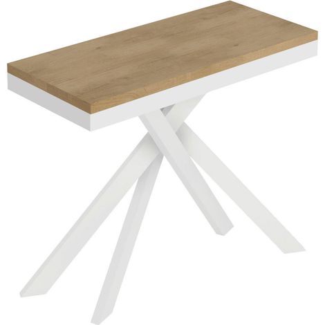 Consolle allungabile 90x40/196 cm Saki Small Evolution quercia natura telaio bianco (1/4)