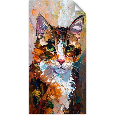 Selbstklebendes Poster – Wandsticker Abstrakt bunte Katze 50x100 cm (1/3)