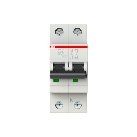 Disjoncteur S201NA 1P+N (Droite) 0.5A Courbe C - 6000A/10kA (2 Modules) 2CDS251103R0984 ABB 352025 (1/3)