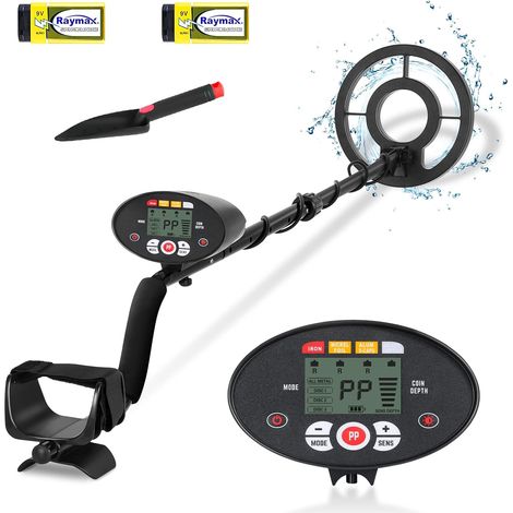 Détecteur de Métaux, Modes Disc Détecteur de Métaux Léger pour Adultes/Enfants avec Tige Réglable (41,3" à 47,6"), Bobine étanche, LCD Rétroéclairé, 2 Piles, Pelle pour la Chasse au Trésor