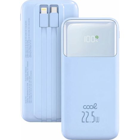 Batería Externa Universal Power Bank 10.000 mAh Carga Rápida 22.5W COOL Pocket Celeste