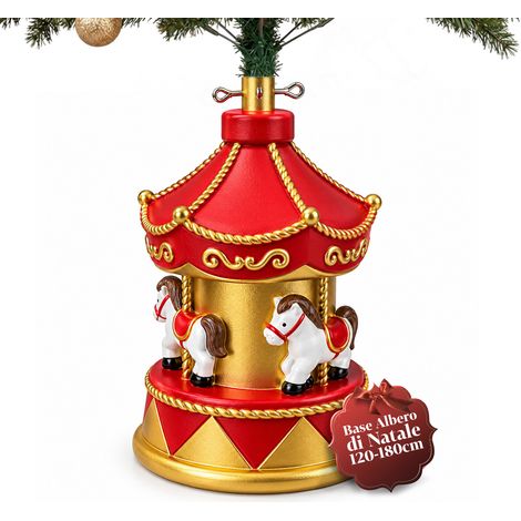 Base Albero Di Natale A Giostrina Con Cavalli, Rossa E Oro, 54 Cm (1/5)