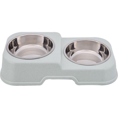 Gamelle double pour chien, antidérapante, en acier inoxydable, ensemble de gamelles multi-usages (1/4)