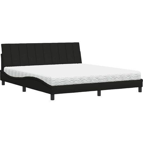 Maison Exclusive - Lit avec matelas Hanko noir 180x200 cm tissu (1/5)