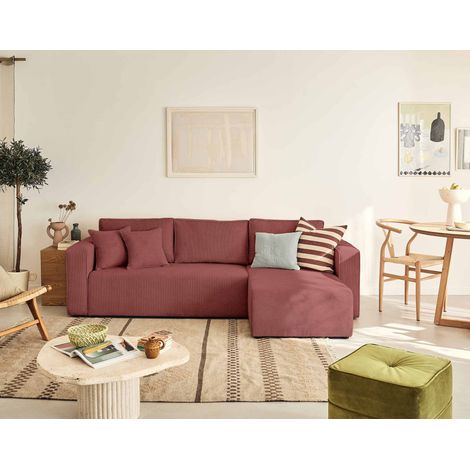 Topaze - beidseitig montierbar - 4-sitzer - schlaffunktion und bettkasten - aus strukturiertem samt - rosa
