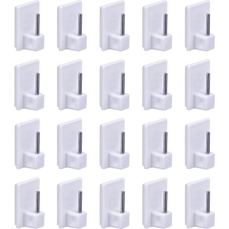 Ganchos autoadhesivos para barras de cortina de malla, paquete de 20 unidades, color blanco. (1/3)