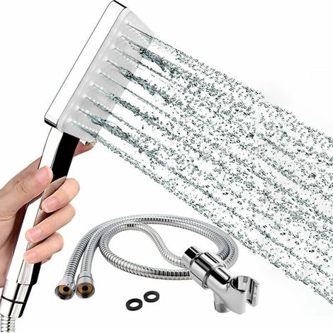 Square hand shower with 6 functions, pressure-controlled speed control paddle, European and American shower head (1/4)