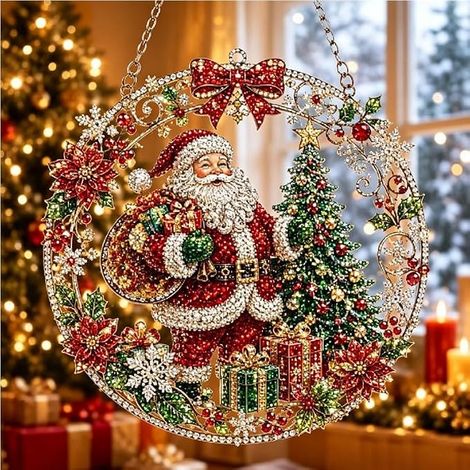 Weihnachtsdekoration – Kreativer runder 2D-Acrylanhänger – Fliegenfänger J, 30 cm (1/5)