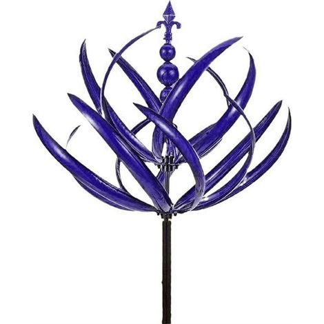 Moulin à vent en métal pour jardin – Décoration extérieure rotative vibrante en bleu, violet, vert – Moulin à vent robuste pour cour, terrasse, cour, paysage (violet) (1/5)
