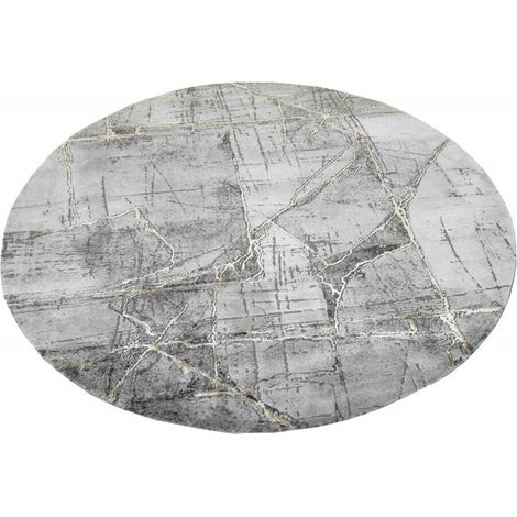 TrAdE Shop Traesio - Tappeto Tondo Effetto Marmo Peluche Pelliccia Elegante Living Camera Letto 90x90 - (1/2)