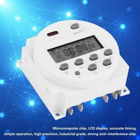 Relais de minuterie numérique – CN101A (LCD, programmation hebdomadaire) – pour pompes, éclairage et chauffage – blanc (1/4)