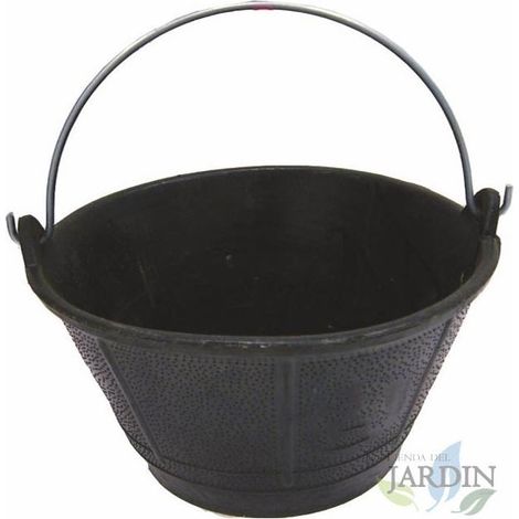 Seau de chantier en caoutchouc naturel noir, 10 litres, 32 x 22,5 cm, seau de chantier résistant