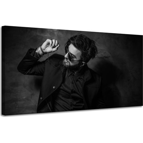 Leinwanddruck Schwarz-Weiß-Mann 120x60 cm