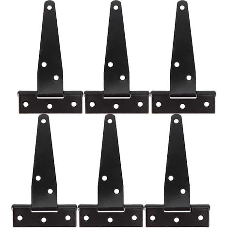Charnières de portail soudables en acier inoxydable robustes en forme de T pour portes de cabanon, noires, 10 cm (4 pouces), lot de 6 (1/3)