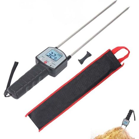 Humidimètre de Foin, Outils LCD Numériques Humidimètre 5-90% Testeur D'humidité du Grain Analyseur de Teneur en Eau Portable pour Paille de Céréales/Son/Herbe Fourragère/blé/maïs