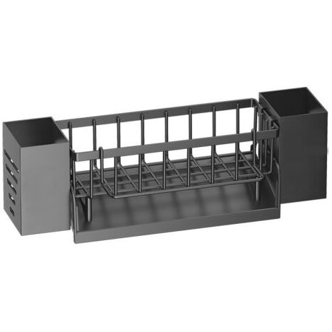 BUNTHAUS Porte-éponge avec égouttoir pour évier, organisateur en plastique — Noir — (1/5)