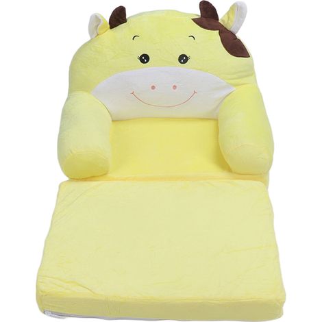 Canapé-lit enfant pliable à motifs de dessins animés, canapé-lit enfant 2 en 1, fauteuil enfant avec dossier, lit vache jaune, 2 couches (1/5)