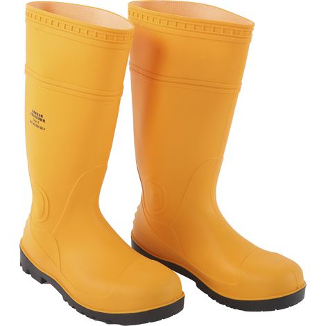 Bottes de sécurité légères en PVC, anti-perforation et anti-écrasement, pour industrie pétrolière, chimie, alimentaire et traitement des eaux usées (pointure 44) (1/5)