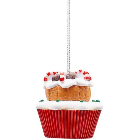 Pendaglio con cup cake per albero con decorazione natalizia da 6.5 cm -Rosso (1/4)