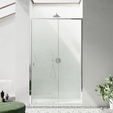 Porte de douche 110 cm profilés chromés fins verre transparent 6 mm h190 Portofino (1/4)