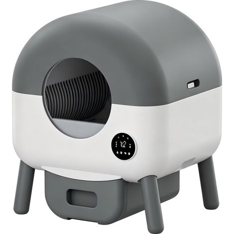 Litière pour chat autonettoyante connectée NEO-A, grande capacité, silencieuse et sécurisée, pour chats moyens et grands, gris foncé (1/5)