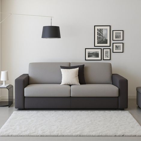 Talamo Italia Sofá fijo Selene, Sofá de 2 plazas, 100% Made in Italy, Sofá Sala de estar, en tela acolchada, con reposabrazos delgados, Cm 160x95h90, Gris y Antracita, con embalaje reforzado (1/5)