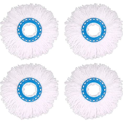 4Pcs Têtes Microfibre Balai, Tête de Vadrouille Rechange Rond Têtes Mop Rotation à 360 pour Nettoyage des Sols (Diamètre 16 cm)