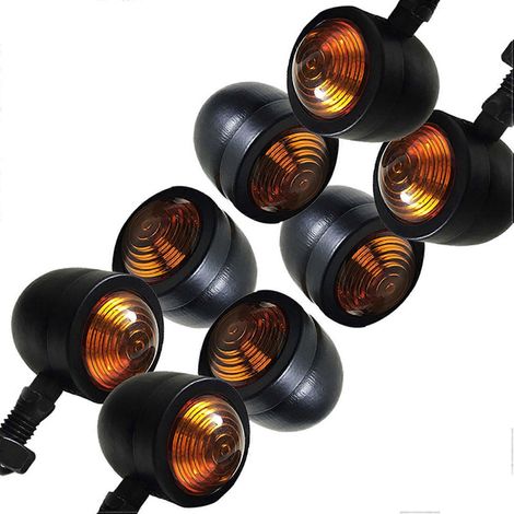 Huit clignotants noirs pour moto, compatibles avec les modèles Fatboy, Chopper, Bobber, Suzuki et autres. (1/5)