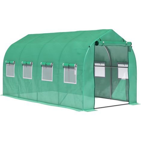 Polytunnel Greenhouse with Windows and Door, Walk in Greenhouse for Garden, Backyard (4 x 2 M)