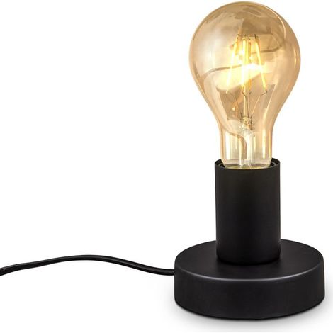Lampe à poser rétro lampe de lecture métal noir mat douille E27 câble avec interrupteur lampe de chevet vintage Ø10cm