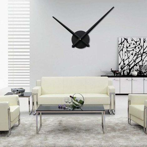 Orologio da parete 3D ZVD, orologio al quarzo 3D fai da te, orologio in metallo 3D fai da te, orologio moderno con lancette in metallo a 2 lancette, orologio per la decorazione del soggiorno (nero) - 