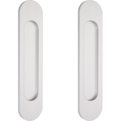 Silberne ovale Schiebetürgriffe, 15 cm – Rostbeständige Aluminiumlegierung – Einfache, bohrfreie Montage – Für Türen und Schränke (1/4)