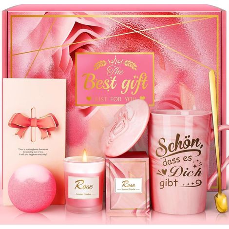 Weihnachtsgeschenke für Frauen Tasse Set Wellness Rosa (1/5)